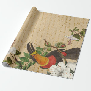 Papier Cadeau Fleur Vintage Toucan et Tropical