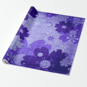 Papier Cadeau Fleur violet tendance Vintage