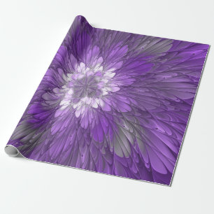 Papier Cadeau Fleur violette abstraite de l'art fractal psychédé