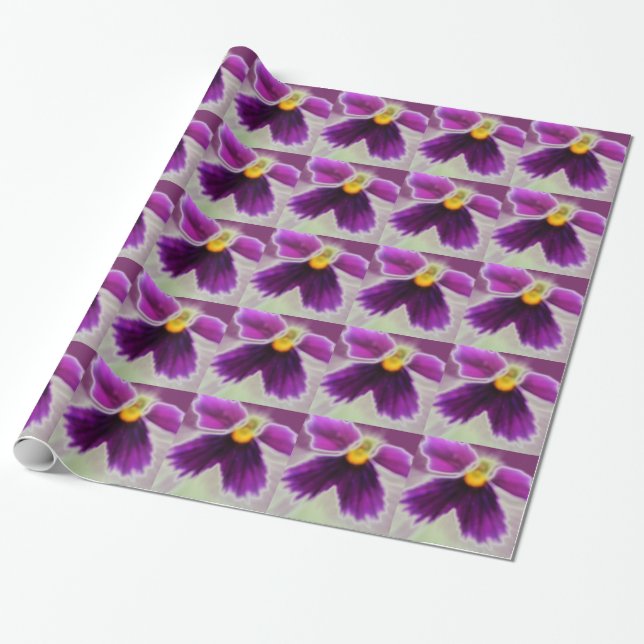 Papier Cadeau Fleur violette, Blanc violet (Déroulé)
