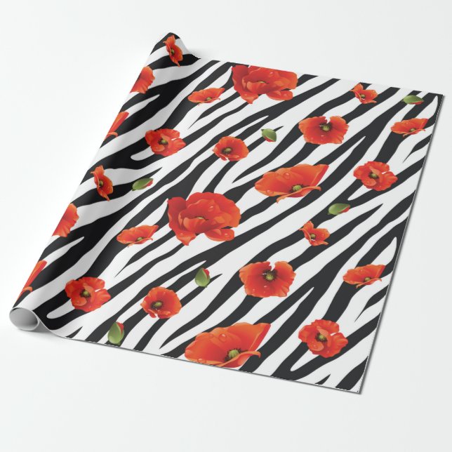 Papier Cadeau fleur zèbre sans couture motif (Déroulé)