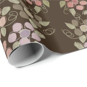 Papier cadeau Fleurie Chocolat Brun Joyeux Anniver