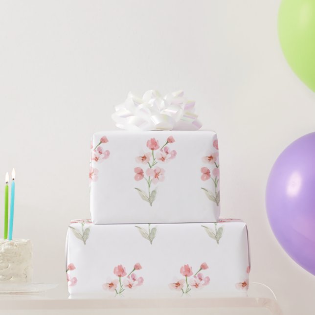 Papier Cadeau fleurs à l'aquarelle (Cadeaux de fête)