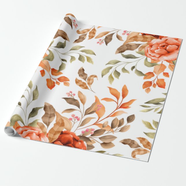 Papier Cadeau Fleurs à l'aquarelle 1 (Déroulé)