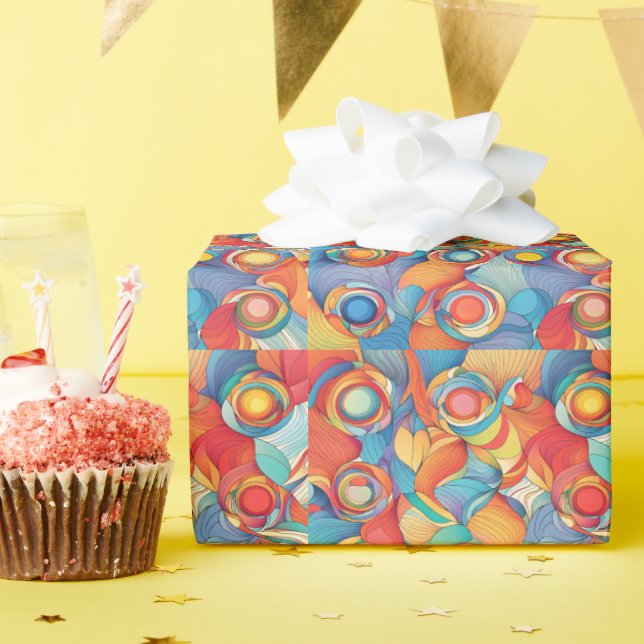 Papier Cadeau Fleurs Abstraites (Fête d'anniversaire)