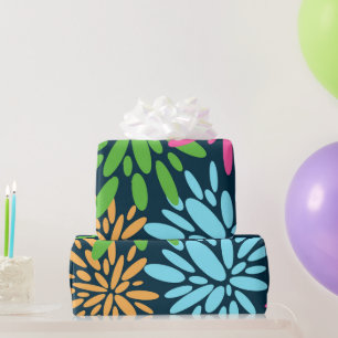 Papier Cadeau Fleurs Abstraites colorées de feux d'artifice enve