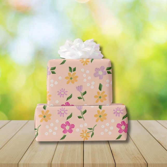 Papier Cadeau Fleurs Abstraites joueuses (Créateur téléchargé)