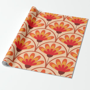 Papier Cadeau Fleurs Abstraites rétro Vintages en forme de péton