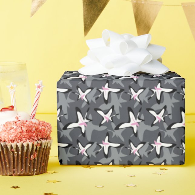 Papier Cadeau Fleurs abstraites roses et modernes (Fête d'anniversaire)