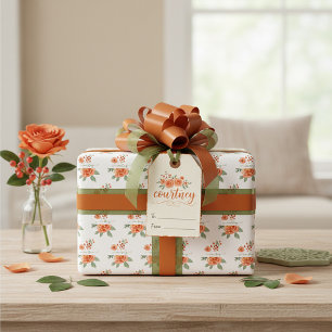 Papier Cadeau Fleurs aquarelles orange personnalisées