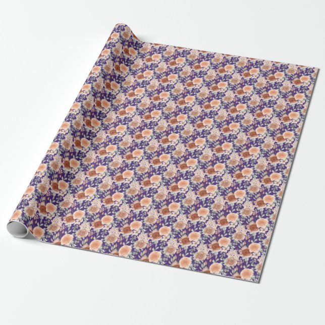 Papier Cadeau Fleurs aquarelles tendance (Déroulé)