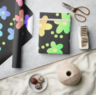Papier Cadeau Fleurs arc-en-ciel géantes