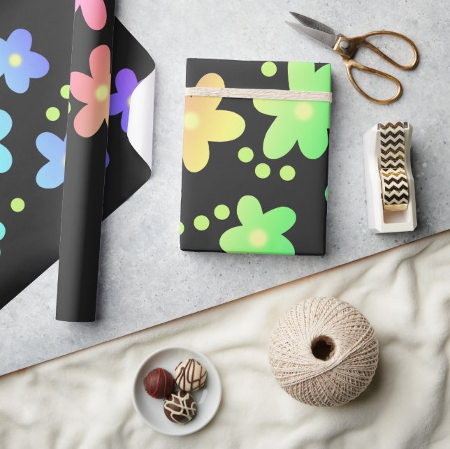 Papier Cadeau Fleurs arc-en-ciel géantes (Artisanat)