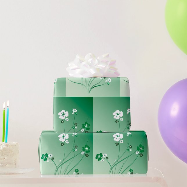 Papier Cadeau Fleurs Blanches Et Vertes (Créateur téléchargé)