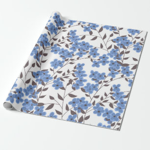 Papier Cadeau Fleurs bleues