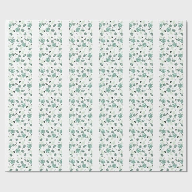 Papier Cadeau Fleurs Bleues Botanique (Plat)