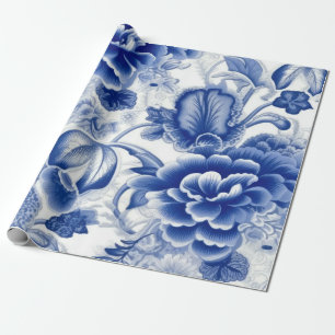 Papier Cadeau Fleurs bleues Indigo