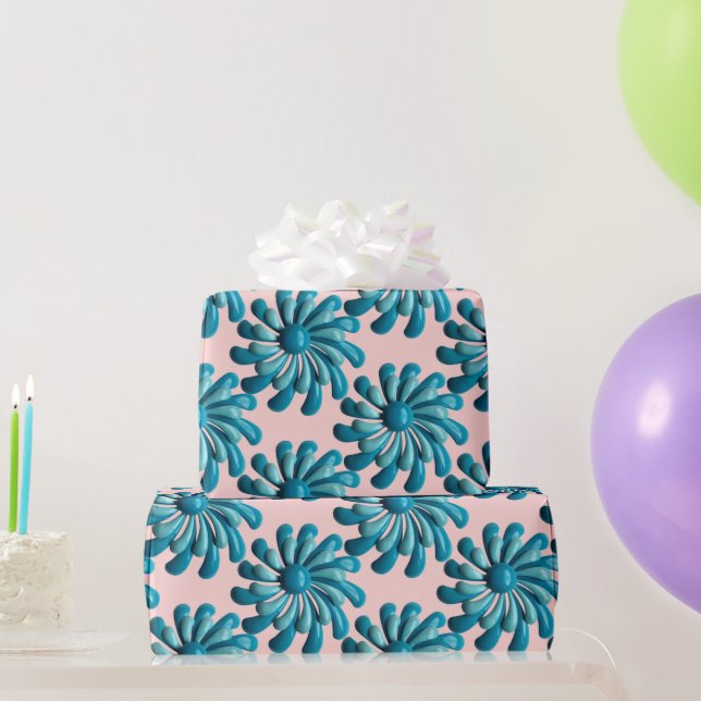 Papier Cadeau Fleurs Bleues MOD Rétro Jardin d'été Printemps (Cadeaux de fête)