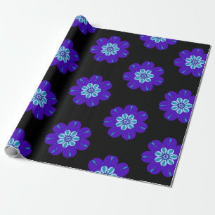 Papier Cadeau Fleurs Bleues Simple Géométrique Pétale concepteur