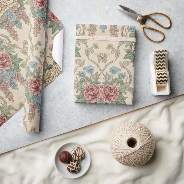 Papier Cadeau Fleurs Botaniques Vintage (Artisanat)