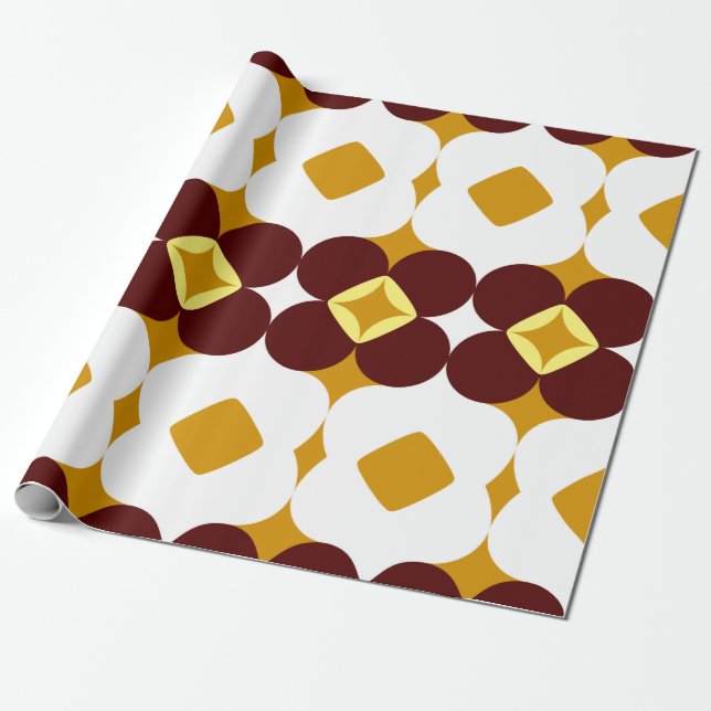 Papier Cadeau Fleurs Brown et jaunes (Déroulé)
