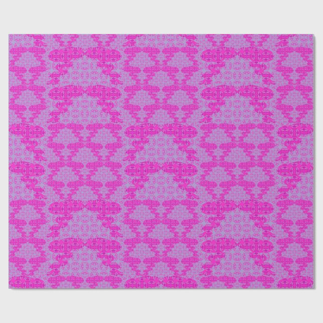 Papier Cadeau Fleurs Bulbeuses Et Branches Roses (Plat)