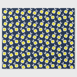 Papier Cadeau fleurs carrées bleu marine