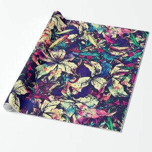 Papier Cadeau Fleurs chics contemporaines de lis de dragon