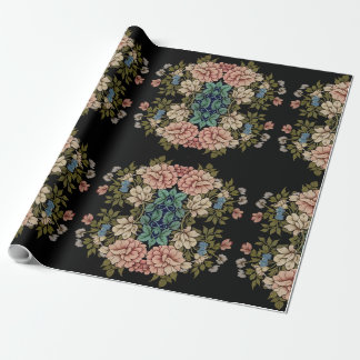 Papier Cadeau Fleurs Classiques Inspirées de l'Antique Élégantes