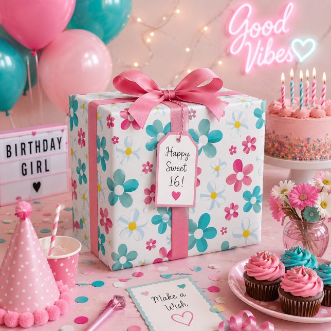 Papier Cadeau Fleurs colorées (Créateur téléchargé)