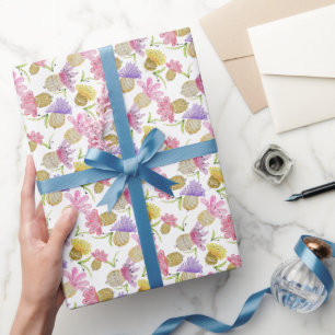 Papier Cadeau Fleurs colorées aquarelle peintes à la main