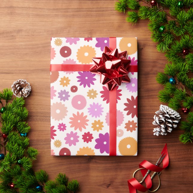 Papier Cadeau Fleurs Colorées Grand Motif (Cadeau de vacances)