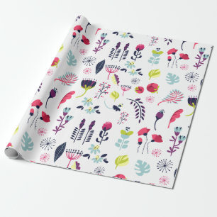 Papier Cadeau Fleurs colorées mignonnes Motif