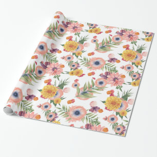 Papier Cadeau Fleurs colorées Motif