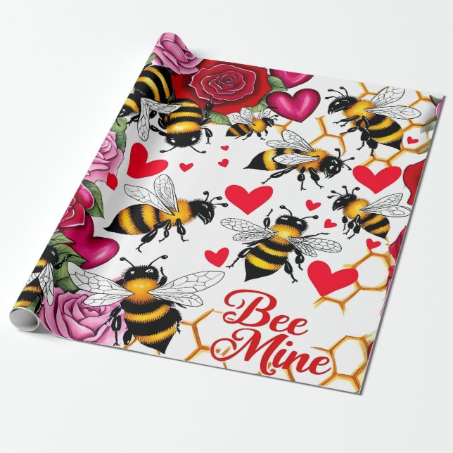 Papier Cadeau Fleurs d'abeilles (Déroulé)