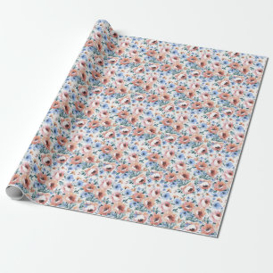 Papier Cadeau Fleurs d'aquarelle, illustration motif transparent