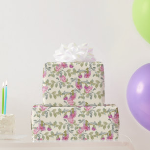 Papier Cadeau Fleurs d'aquarelle rose nuptiale sur Arrière - pla