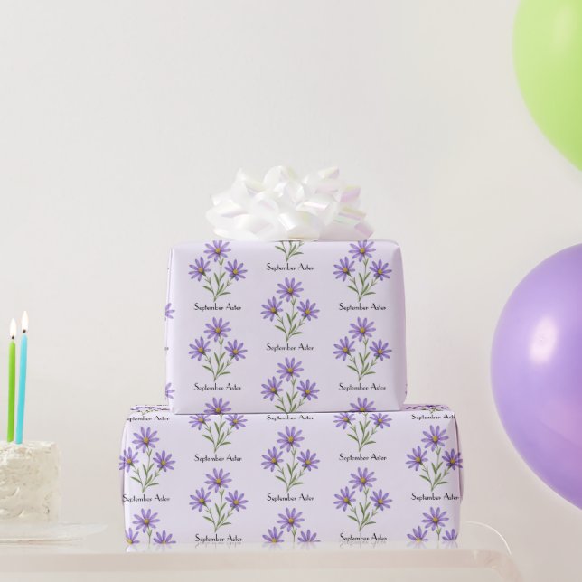 Papier Cadeau Fleurs d'aster de septembre (Cadeaux de fête)