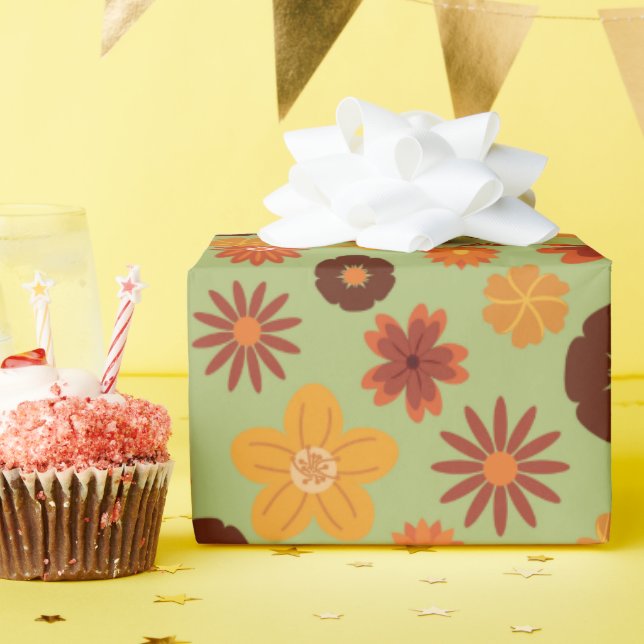Papier Cadeau Fleurs d'automne rustiques Sable automne Anniversa (Fête d'anniversaire)