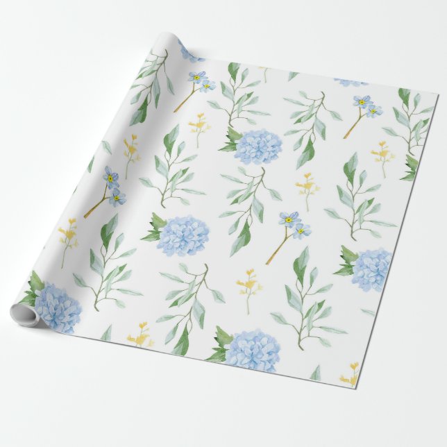 Papier Cadeau Fleurs de Bleu (Déroulé)