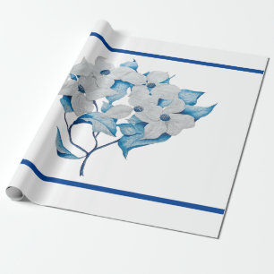 Papier Cadeau Fleurs de bois de chien sur papier à envelopper