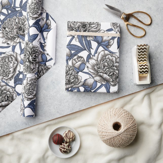 Papier Cadeau Fleurs de cendres blanches (Artisanat)