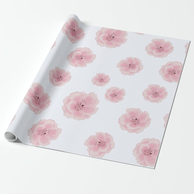 Papier Cadeau Fleurs de cerises roses. Motif sans couture. Sakur (Déroulé)