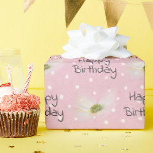 Papier Cadeau Fleurs De Cosmos Anniversaire En Pois
