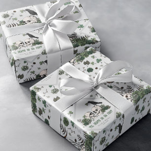 Papier Cadeau Fleurs de crânes de St. Patrick pour mariage irlan