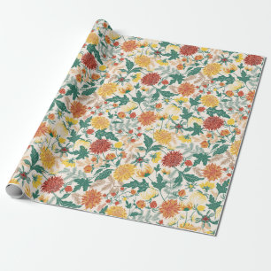 Papier Cadeau Fleurs de Dahlia de mariage Jaune Orange Pastel Pr