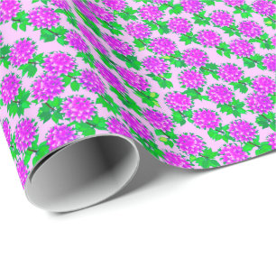 Papier Cadeau Fleurs de dahlia violet et orchidée