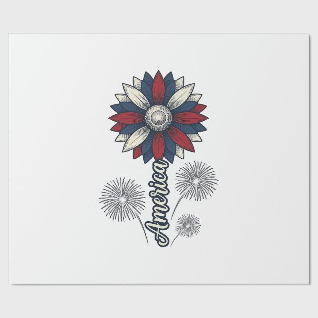 Papier Cadeau Fleurs de feu d'artifice vectoriel de l'Amérique p (Plat)