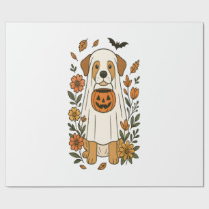 Papier Cadeau Fleurs de Labrador Retriever d'Halloween