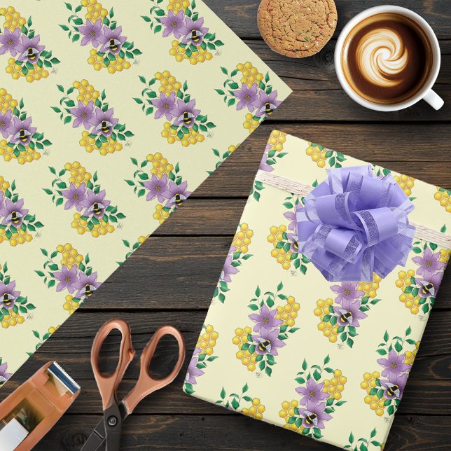 Papier Cadeau Fleurs de lavande de bourdon Jaune (Créateur téléchargé)